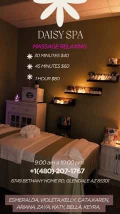 (623)600-8451 is 0andoffers nuru massages, asian massage, bodyrubs in Phoenix and available for service_location_bothon rubrankings Title
NATY,KEYRA
Body Type
Curvy
Ethnicity
Latino
Service Locations
Both
Description
Title
MAGUI,KEYRA,KAREN
Body Type
Petite
Ethnicity
Latino
Service Locations
Both
Description
Title
☀️Daisy spa☀️67 Bethany ☀️Karen,KATA,Nahomi☀️
Body Type
Petite
Ethnicity
Latino
Service Locations
Incall
Description
Title
??Daisy spa new staff?latinas?67 and bethany
Body Type
Athletic
Ethnicity
Latino
Service Locations
Both
Description
Title
???daisy spa?latinas?new staff ?67 and Bethany ?
Body Type
Curvy
Ethnicity
Latino
Service Locations
Both
Description
????daisy spa??New manager and new personnel ?come and relax with reasonable prices special every day we respect minute by minute of your time our staff is very professional with great talent in their hands come and check it out Ready to give you ߦ˰ߦ The best session of his life ߦ˰ߦ We, our clients, and treat them to the best of our standards

?????????????????????????

We offer table showers

Aromatherapy

Clean bedding

Organic and fragrance-free oils / lotions

Relaxing environment



Reflexology rates

30 minutes $ 40.00

45 minutes $ 60.00

1 hour $ 80

????Tips are appreciated ???



We accept walk-ins and appointments☺

Open from Monday to Sunday

(From 9 a.m. to 10 p.m.)





• Phone : 6236008451



• Location : 6749 w Bethany home rd #103 glendale az zip85303
CONTACT DETAILS
Phone number
(623) 600-8451
Country
United States
State/Region/Province
Arizona
City
Phoenix
Location
6749 w Bethany home rd#103 Glendale az 85303
CONTACT DETAILS
Phone number
(623) 600-8451
Country
United States
State/Region/Province
Arizona
City
Phoenix
Location
6749 w bethany home rd #103 Glendale az 85303
CONTACT