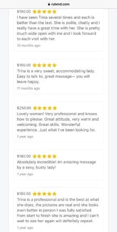 (724)590-2406 is ethnicity_otherandoffers nuru massages, asian massage, bodyrubs in Birmingham and available for service_location_bothon rubrankings My name is Trina. I love connecting with sensual gentlemen who are open to giving and receiving genuine depth and care. I’m highly trained in body work, tantra, and other healing arts. I absolutely adore the work of opening ourselves together and supporting you in your transformation. 

I have a luscious, curvy and fit salsa dancer’s figure with the generous hips, derrière, and bosom to match. My long, blond hair; pillowy, moist lips; soft, warm skin; and flowing, juicy nectar are a feast to touch and behold. 

You will feel at home in my clean, cozy, candle-lit, private residential space (shower available) I am also available for outcall. 

~~~~~OFFERINGS~~~~~

Incall rate *Massage
$200 for 1hour
$300 for 90mins
$400 for 2hours

*Massage Plus (more mutual & intimate - FS)
$300 for 1hour
$400 for 90mins
$500 for 2hours


*Domination, fetish, duo/four hands, upgrades, and more intimate desires are all welcome 

*Outcall.  Ask for outcall rate!
Additional consideration depending on location


~~~~~FAQ~~~~~

*Where are you located?
I’m located close to downtown.

*House, hotel, or apartment?
I host out of my private residence. It is a private apartment. 

*Do you offer outcall?
Yes. Outcall is an additional consideration depending on your location. 

*Are you a cop?
No. I have an abundance of reviews and  ads on every major ad platform verifying my legitimacy. 

*Are the photos really you?
Yes. I have an abundance of reviews and ads on every major ad platform verifying I use real, recent, accurate photos. 


*Are you independent?
Yes, 100% independent

*Do you have a shower?
Yes
