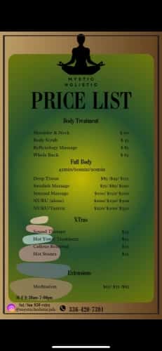 (743)209-8815 is ethnicity_Blackandoffers nuru massages, asian massage, bodyrubs in Winston Salem and available for service_location_bothon rubrankings  Thank you for clicking my ad!•Are you tired of disconnected experiences? •Have you been working extremely hard and need a moment of serenity? •Have you experienced a multitude of services and just felt like “Wow I still haven’t found what I’m looking for”? •Would you like to try something new for the mind, body AND soul?-Well Hi I’m Jah, I provide body rejuvenation services. My purpose is to help other’s release, heal and relax. I offer a number of services that you can see below. In order to book I will perform a light screening, I do NOT see every person and my goal is to create bonds and a great business relationship with you. I do allow walk ins but I prefer appointments. Walk ins are available first to my regulars and must be inquired 30-60 mins before desired time. I will not allow walk ins hours before time, you must make a deposit if you’d like to set up an appointment and have a specified space for only you. I do travel, but dependidistance, the travel fee does vary. To ensure legitimacy of my business please follow me on Instagram @MysticholisticjahTikTok @iamjahgoddessSnapchat @jah_goddess7Hope to see you soon, Jah