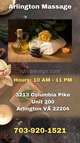 (703)920-1521 is asianand offers nuru massages, asian massage, bodyrubs in Washington and available for both on rubrankings HOURS
Mon-Sun
10:00 AM - 10:00 PM

? Discover Tranquility at Arlington Spa ?

Escape the hustle and bustle of everyday life and embark on a journey to relaxation and rejuvenation at Arlington Spa – your sanctuary of serenity in the heart of the city!

? Indulge Your Senses ?

? Step into a world of blissful indulgence where you can leave your worries behind. Our expert therapists are dedicated to providing you with a personalized experience that will leave you feeling refreshed, renewed, and revitalized.

Signature Massages: Let our skilled therapists knead away your tension, using the finest oils and techniques to melt your stress away.

? Book Your Escape Today! ?

Don't wait any longer to experience the ultimate in relaxation and self-care. Treat yourself to a day of pampering at Arlington Spa. 

We believe that self-care is a necessity, not a luxury. Come and rediscover your inner peace and leave feeling rejuvenated, refreshed, and ready to take on the world!

? Arlington Spa - Where Serenity Meets Luxury ?