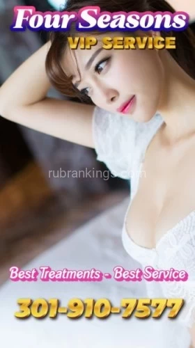 (301)910-7577 is asianand offers nuru massages, asian massage, bodyrubs in Washington and available for both on rubrankings ? Escape to a world of unparalleled luxury and tranquility at Four Season Spa, where your well-being is our top priority ?✨? Our team of skilled professionals is dedicated to providing you with an extraordinary spa experience, tailored to your needs ?‍⚕️?? Immerse yourself in a haven of relaxation as our expert therapists deliver blissful massages and rejuvenating treatments ??‍♀️? Surrender to the serene ambiance, accompanied by gentle melodies and subtle aromas, creating a harmonious atmosphere ???‍♀️ Unwind as our customized therapies and rituals dissolve stress, leaving you feeling renewed and revitalized ⛅️? Experience the remarkable benefits of our exclusive techniques, designed to promote inner balance and well-being ✨?? Rejuvenate your body, mind, and spirit, awakening your senses and embracing a renewed sense of vitality ?⚡? Discover the secrets of luxurious wellness practices, carefully curated to elevate your overall wellness ??? Embark on an extraordinary spa journey at Four Seasons, where every moment is designed to exceed your expectations ??‍♂️