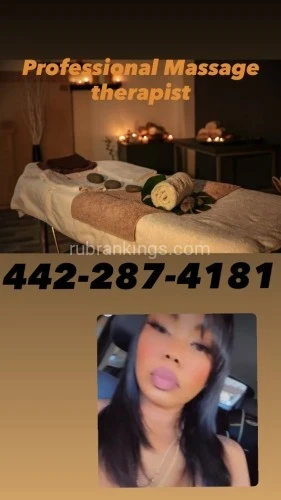 (442)287-4181 is asianand offers nuru massages, asian massage, bodyrubs in San diego and available for both on rubrankings Hello, got stress/tension, injuries, neck shoulder pain or sciaticas? Want to be healed and pain free? Give me a call! I am a educated and licensed massage therapist, an expert in Deep Tissue clinical massages, Sports Injury Recovery, Myofascial relief, Trigger Points, Swedish, acupressure etc… My massage sessions are emphasized on sports injury recovery and pain management. Essential oil treatment is included in the sessions. You will feel great relief from the pain and relaxed after the session.
  

Tons of Parking Incall / Outcall 


442 - 287-4181 Melody 
