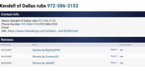 (972)586-3177 is Blackand offers nuru massages, asian massage, bodyrubs in Dallas and available for incall on rubrankings Website: www.kendelldallasmilkingtablemassage.com 

My Milking Table is Great for edging! Any Takers ?

I am Kendell! I would love to service you. 
Hours: Everyday 10am - 8pm  
To check out my reviews please google 972-586-3153 
My incall in an office space 

Got Milk– $200
An ancient sensual massage focused on breath, energy flow, and erotic relaxation. It flirts with the edge—intimate, indulgent, and unforgettable.

“The Edge” w/ Got Milk? – $260
Built for lovers of edging and control. Slow, teasing touch and breathwork extend your pleasure for a deeper, more powerful release.

Got Milk with B2B and edging – $300
Coco-smooth skin gliding against yours. Chakra work, sensual props, and my milking table turn this into a deeply arousing full-body-to-body experience. Got Milk?

Prostate Milking Massage – $220
Focused P-spot stimulation using gentle, intuitive touch. Expect shivers, wiggles, and full-body moans.

NURU is available for special clients- $400 

Every minute of your session hour is intentional including the time you take to undress and redress. To protect your experience and the client after you, sessions begin and end strictly on time. 

If you want a 90 min its 1.4x the original service

If you want a 2hr its 1.8x the original service

Add Prostate Massage to any massage – $100
Give me a massage add $100