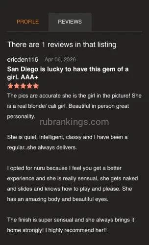 (619)784-5566 is Caucasianand offers nuru massages, asian massage, bodyrubs in San diego and available for both on rubrankings Hello Gentlemen!

I'm a sweet and beautiful blonde with soft skin and a beautiful touch. I’m a born and raised California girl. A beach girl at heart.. the kind you might find next to you in a yoga class. If that’s your thing…. ;)

180/hf, 280/hr, 40 extra for nuru style, 40 extra for showering together. More upgrades and VIP sessions available as well!  

Incall Cortez Hill with plenty of street parking as well as guest parking. 

Please be hygiene conscious for our session. I will do the same! :)

I also have two girl sessions available with my sexy blonde and brunette girlfriends. ❤️

See more of me on my OF!: https://onlyfans.com/verucaquinn

~Avery
619.784.5566
(Texts only please. No calls.)