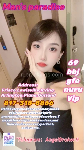 (817)318-8866 is asianand offers nuru massages, asian massage, bodyrubs in Dallas and available for incall on rubrankings Grand opening ！Eight-deal discount！
SHE Spa Massage Welcome to my service
We attach great importance to customer experience, understand their needs, strictly require girls to receive training, and can provide
Offer special promotions.
New girls arrives 100% BBFS BBBJ Meet quality relaxation More choices!
No additional charges!
Unique massage techniques bring you the most comfortable stress relief and physical disease treatment
Vip b2b nuru 69 gfe fs b*j b*fs Massage
Open：8am-12am
City ：Dallas
Address：Frisco,Lewisville,Irving,Arlington,Plano,Garland
Text me：817-318-8866
 Telegram：AngelBroker9