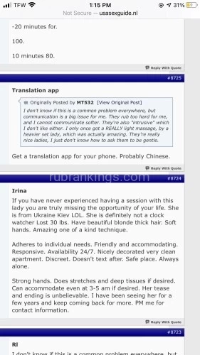 (614)705-3417 is Caucasianand offers nuru massages, asian massage, bodyrubs in Nashville and available for both on rubrankings Thank you so much for helping me with making another memorable trip in Nashville. Thank you everyone for your kindness and support. Will return very soon. If you have questions, don’t hesitate to ask.  See you soon. I miss everyone! 

Hi guys. NEVER ANY DEPOSIT!  I’m Irina. Visiting Nashville   from Columbus Ohio. I’m staying till Friday morning. Contact me any time. If I don’t text back promptly, please call me 

140 half an hour and 200 full hour. Notice or flexibility is greatly appreciated. I can also come to you if you are up to 1.5 hours  away for extra. 

I’m a Russian girl originally from Ukraine based out of Columbus Ohio. I’m very friendly and accommodating. I go out of my way and take my time. 
I provide sensual massage with unlimited happy releases.  (614) 705-3417 
You are  happy,  relaxed and content after massage.  
Please read my ad in Columbus Ohio for more info.  
I’m a real person and only see people in person. I have many reviews.  I attached some of them. Please call or text me. If I don’t text back promptly, please  call to alert me. 
I do not check my phone during sessions. If you contact me, please be patient. I respond timely. I only do hand work. I am not an escort. Excited about a possibility of meeting you. 

Cash CashApp Zelle Venmo PayPal Apple Pay  gift cards store cards prepaid cards 