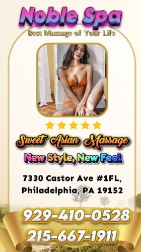 (929)410-0528 is asianand offers nuru massages, asian massage, bodyrubs in Philadelphia and available for incall on rubrankings Noble Spa(929) 410-0528(215) 667-1911? Step into the world of ultimate relaxation and sophistication at Noble Spa, designed to provide an amazing experience for modern people who seek the best ??? Our highly skilled therapists are experts in rejuvenation and take care of the specific needs  ?‍⚕️✨? Treat yourself to invigorating treatments and revitalizing massages that will awaken your senses and make you feel amazing ??‍♂️? Immerse yourself in a relaxing atmosphere that radiates relaxation with soothing music and captivating scents ???‍♂️ Leave your worries behind as our personalized therapies and rituals melt away stress and tension ⛅️? Experience the incredible benefits of our unique techniques, pampering yourself with a touch of luxury and self-care ✨?? Recharge your energy and embrace a renewed sense of vitality, finding balance and confidence ?⚡? Discover the secrets of exclusive wellness traditions, carefully tailored to enhance the well-being  ??? Embark on an extraordinary journey of relaxation and indulgence at Noble Spa, where every moment is designed to make you feel incredible ??‍♂️