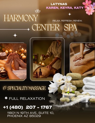 (480)207-1767 is 0and offers nuru massages, asian massage, bodyrubs in Phoenix and available for both on rubrankings Title
New therapist🌸
Body Type
Petite
Service Locations
Both
Description
Title
🎀🎀🎀harmony center spa🎀latinas🎀19th Avenue, be
Body Type
Curvy
Ethnicity
Latino
Service Locations
Both
Description
🎀🎀🎀🎀harmony center spa🎀🎀🎀🎀🎀🎀new new new 🎀🎀🎀19th Avenue, between Peoria and Cactus🎀🎀???gran opening ??Latinas✅ Grand opening!! 🌸🌺🌸🌺A place to relax. We’re located it at_ 11801 n 19 av suite 10 phoenix az 85029 …We offer foot massage, Reiki reflexology and Hot towel services. We have the best prices in Phoenix. Don’t forget to ask about our opening specials!! We respect your time, minute by minute. Come meet our new talented therapists: KAREN,CATALYNA,KEyRA,vIOLETA,ARIANA,KATY,NATY. (Mexico, Cuba, Venezuela). 30 min $50 💎💎💎45 min $60 1HR $80.✅✅✅✅✅✅ 🎀🎀🎀🎀🎀🎀 open Monday to Sunday 9 am to 10 pm 85029✅✅✅✅✅✅✅☎️480 207 1767☎️.
CONTACT DETAILS
Phone number
5206333484
Country
United States
State/Region/Province
Arizona
City
Phoenix
Location
11801 n 19 th av suite 10 phx az 85029
CONTACT DETAILS
Phone number
(480) 207-1767
Country
United States
State/Region/Province
Arizona
City