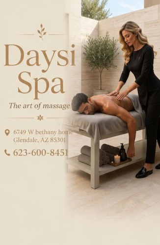 (623)600-8451 is Latinoand offers nuru massages, asian massage, bodyrubs in Phoenix and available for both on rubrankings Title
🎀DaisySpa✨
Body Type
Petite
Ethnicity
Latino
Service Locations
Incall
Description
🌸 Daisy Spa 🌸
📍 Glendale, Arizona

✨Reflexology•Foot Massage•Hand Massage✨

💖 Bilingual Staff (English & Spanish)
🇲🇽 Mexican • 🇬🇹 Guatemalan • 🇨🇺 Cuban • 🇪🇸 Spanish • 🇺🇸 American

🎉 Under New Management & With New Staff! 🎉

Visit us and enjoy a relaxing experience with our professional team! Come have the best session of your life 💞 You won’t regret it!

🎀 Our Top Therapists:
• Catalina
• Karen
• Katy
• Natalia
• Keyra

✔ Clean Towels and Sheets
✔ Hot Stones
✔ Fragrance-Free Organic Oils
✔ No Appointment Necessary

💆‍♀️ Prices:
• 30 Minutes — $40
• 45 Minutes — $60
• 60 Minutes — $80

💖 Tips are greatly appreciated 🥰

📍 Daisy Spa
🏠 6749 W Bethany Home Rd. #103, Glendale, AZ
📞 Call: (623) 600-8451

✨ Relax, recharge, and enjoy the care you deserve. ✨

🚶‍♀️ Walk-Ins Welcome • No Appointment Needed 😊
🕘 Open Monday–Sunday (9:00 AM–10:00 PM)
☎️ Everyone Is Welcome! 💖 CASH ONLY ATM ON SITE XOXO
CONTACT DETAILS
Phone number
(520) 633-3484
Country
United States
State/Region/Province
Arizona
City
Phoenix
Location
6749 W Bethany Home Rd. #103, Glendale, AZ