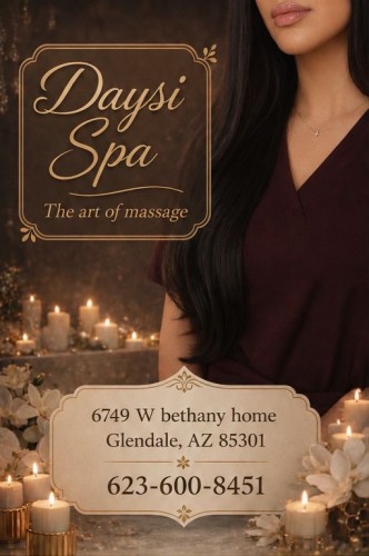 (623)600-8451 is Latinoand offers nuru massages, asian massage, bodyrubs in Phoenix and available for both on rubrankings Title
🌷🌷KELLY🌷🌷
Body Type
Curvy
Ethnicity
Latino
Service Locations
Both
Description
Title
🎀DaisySpa✨
Body Type
Petite
Ethnicity
Latino
Service Locations
Incall
Description
🌸 Daisy Spa 🌸
📍 Glendale, Arizona

✨Reflexology•Foot Massage•Hand Massage✨

💖 Bilingual Staff (English & Spanish)
🇲🇽 Mexican • 🇬🇹 Guatemalan • 🇨🇺 Cuban • 🇪🇸 Spanish • 🇺🇸 American

🎉 Under New Management & With New Staff! 🎉

Visit us and enjoy a relaxing experience with our professional team! Come have the best session of your life 💞 You won’t regret it!

🎀 Our Top Therapists:
• Catalina
• Karen
• Katy
• Natalia
• Keyra

✔ Clean Towels and Sheets
✔ Hot Stones
✔ Fragrance-Free Organic Oils
✔ No Appointment Necessary

💆‍♀️ Prices:
• 30 Minutes — $40
• 45 Minutes — $60
• 60 Minutes — $80

💖 Tips are greatly appreciated 🥰

📍 Daisy Spa
🏠 6749 W Bethany Home Rd. #103, Glendale, AZ
📞 Call: (623) 600-8451

✨ Relax, recharge, and enjoy the care you deserve. ✨

🚶‍♀️ Walk-Ins Welcome • No Appointment Needed 😊
🕘 Open Monday–Sunday (9:00 AM–10:00 PM)
☎️ Everyone Is Welcome! 💖 CASH ONLY ATM ON SITE XOXO
CONTACT DETAILS
Phone number
(520) 633-3484
Country
United States
State/Region/Province
Arizona
City
Phoenix
Location
6749 W Bethany Home Rd. #103, Glendale, AZ
CONTACT DETAILS
Phone number
(623) 600-8451
Country
United States
State/Region/Province
Arizona
City
Phoenix