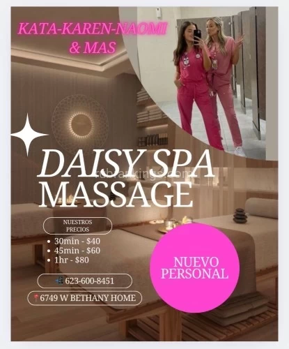 (623)600-8451 is Latinoand offers nuru massages, asian massage, bodyrubs in Phoenix and available for both on rubrankings ????daisy spa???? New manager and ✨new personnel ✨come and relax with reasonable prices special every day we respect minute by minute of your time our staff is very professional with great talent in their hands come and check it out ready to give you ✨The best session of his life ✨ We appreciate our clients, and treat them to the best of our standards ✨✨✨✨✨✨✨✨✨✨✨✨ We offer •Table showers •Aromatherapy •Clean bedding •Organic and fragrance-free oils / lotions •Relaxing environment Reflexology rates •30 minutes $ 40.00 •45 minutes $ 60.00 •1 hour $ 80 ✨Tips are appreciated ✨ We accept walk-ins and appointments☺ Open from Monday to Sunday (From 9 a.m. to 10 p.m.) • Phone : 6236008451 • Location : 6749 w Bethany home rd #103 glendale az zip85303