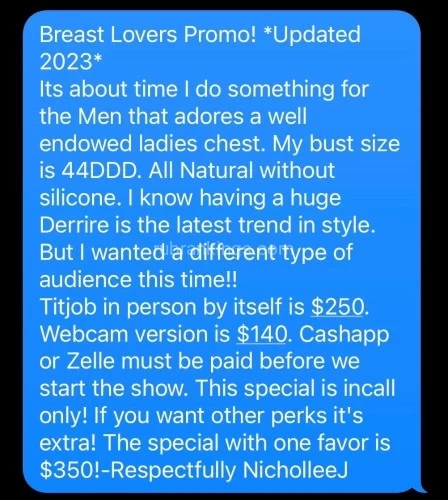 (910)644-8537 is Blackand offers nuru massages, asian massage, bodyrubs in Raleigh and available for both on rubrankings Sellerjns@gmail.com  I accept: U.S Currency. No Service without a condom!✅Open 6am-10pm! ✅Outcall  450! No Appts Past 10pm! ✅ Digital Currency Only if younger then 38yrs old!  ** Rates are nonnegotiable and my time is for companionship only!*** Full Figured Companion!  ❤ Hello I’m NicholleeJ thanks for allowing me to meet your acquaintance. I try  to be professional and punctual with each text or phone conversation. I’m very  easy to get along with and easy to schedule your appointment. I understand  alone time is considered the new luxury in this day and age. Please be  courteous when you decide to contact me. Please state your name, number and the reason for your call/text to save us both time and frustration❤. -Respectfully  Yours NicholleeJ 