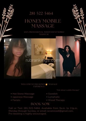 (281)522-5464 is Mixedand offers nuru massages, asian massage, bodyrubs in Houston and available for both on rubrankings You want the best and you deserve it so here I am.
Clean, discreet and genuinely upscale. My services are mainly mobile but exceptions are made for pre-booked appointments. I offer  massage and cuddle sessions. Texting to book is preferred as well as email. My availability is limited so Pre-booking is highly encouraged.  