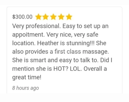 (614)532-2766 is Caucasianand offers nuru massages, asian massage, bodyrubs in Columbus and available for incall on rubrankings Classy Upscale Smt..come relax and unwind with me! Private discreet location..heated massage table, heated towels, unscented lotions or oil of your choice..highly skilled on relaxation massage, therapeutic massage..focusing on target areas..let your stress disappear! *Now offering manscaping *Text for rates & availability (I do book up fast)*Daytime hours only & evenings & wknds by appt*No call no shows will be blocked!*Verification required!*4hands only available on tues & thurs and must be pre booked!SEE YOU THERE SOON! XOXO HEATHER ?**New 6hand option! Come see the hottest blonde brunette 3some! ?