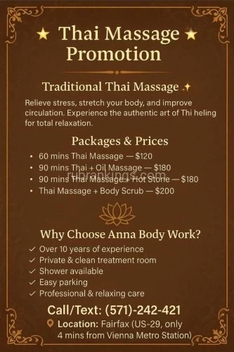 (571)773-8154 is asianand offers nuru massages, asian massage, bodyrubs in Washington and available for incall on rubrankings Welcome to Anna Bodywork Here are my available packages this month ??	1.	Swedish Massage – 60 mins $120✨ Includes a complimentary 30-min Foot Massage(Perfect for relaxation)	2.	Luxury Spa Package – $200? Deep Tissue Massage +Hot stone +Full Body Scrub✨ Scrucb and essential oils(Leaves your skin smooth, refreshed & clean)	3.	Gentlemen’s Care – $180? Deep Tissue Massage + Private Area Shaving & Trimming(For hygiene, confidence & total care)        4. Thai Stretching Combinations with hot stone and oil, and Shower Scrub for 90 mins -- $200o○☆Accept Cash ☆○oo○☆Tips Appreciated it ☆○o❥Private Spa Location ❥Shower available ❥Very clean ❥Easy to Park ❥Many years of experience❥You'll leave with happy ❥No full service **Location: Gallow rd and 29 Lee hwy**"Merrifield, Vienna, Gallow rd">12 mins walking from Dunn Loring-Merrifield Metro station⋇⋆✦⋆⋇Please text 571-773-8154  For Appointment⋇⋆✦⋆⋇Serious customer only !!Looking forward to seeing you ? 