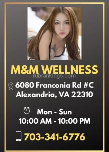 (703)341-6776 is asianand offers nuru massages, asian massage, bodyrubs in Washington and available for both on rubrankings ? M&M Wellness Spa ?Experience Total Relaxation & RejuvenationIndulge in the art of wellness with our signature treatments designed to soothe, heal, and renew.Our Featured Services:    Body Rubs – Melt away tension and refresh your skin.    Deep Massage – Relieve muscle stress with targeted, therapeutic pressure.    Shiatsu – Balance mind and body with traditional Japanese healing techniques.    Swedish Massage – Relax and unwind with a gentle, flowing massage.Treat yourself to the ultimate relaxation experience. Your journey to wellness begins here.? Book Now:  (703) 341-6776? Visit Us: 6080 Franconia Rd STE C, Alexandria, VA 22310