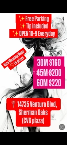 (213)913-0618 is Mixedand offers nuru massages, asian massage, bodyrubs in Los angeles and available for incall on rubrankings Welcome to a sensual, stimulating NURU MASSAGE Experience. We’re located in the heart of Sherman Oaks. We have a wide variety of fun loving exotic therapist. We’re here to fulfill all of your needs and desires because you deserve the best!!!! XOXO 💓


OPEN

Monday - Sunday

10 am - 10 pm

***cash only

we work by appointment only, NO walk ins at this time.

-Big clean rooms

-Open parking


Variety of service options we have COSTUMES
All donations are covered, no surprises! 

Flat Nuru Fee 
- 30 minutes- 140 Nuru 
- 60 minutes- 280 Nuru

** Special **
-30 minutes- 200 4 hands Nuru

** tips included!
CASH ONLY

