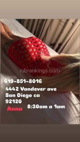 (619)851-8016 is Latinoand offers nuru massages, asian massage, bodyrubs in San diego and available for both on rubrankings Hi baby I’m Anna ?

Warm hands that glide over your body with a meting tension and sensual pressure. A massage that relaxes you deeply and awakens every sense ❤️‍?

?Make an appointment with me 619-851-8016
(Walk ins available)-Hablo Español/ I Speak English ?

? Me Spa 4442 Vandever Ave San Diego,CA
❣️up to 60min $70
Tips are appreciated-Cash only/Solo efectivo ?

